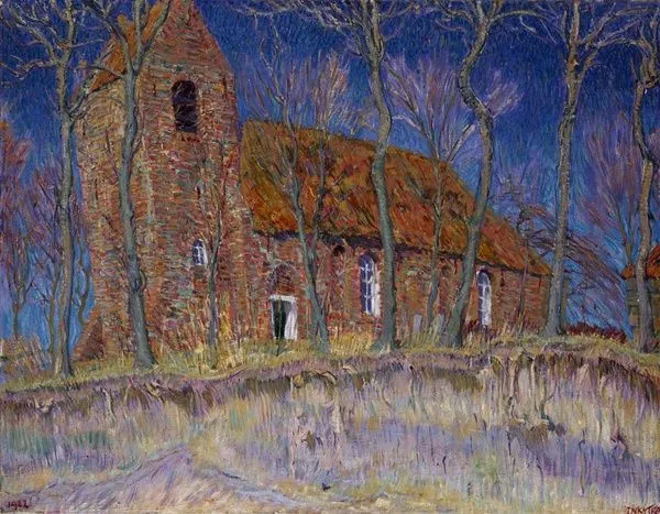 Kerkje Oostum door Johan Dijkstra (copyright Stichting Johan Dijkstra)